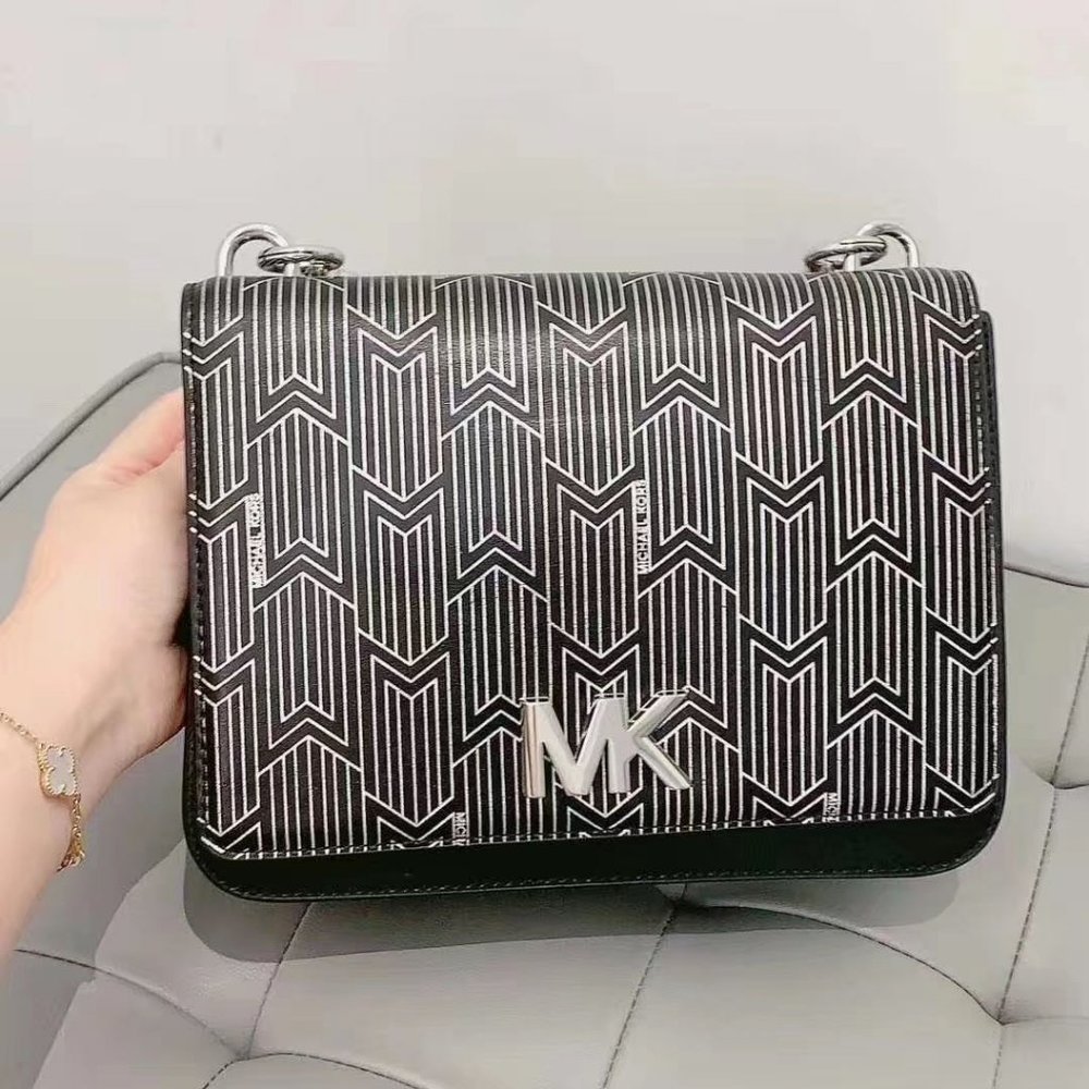 Michael Kors Black Mott Leather Shoulder Bag